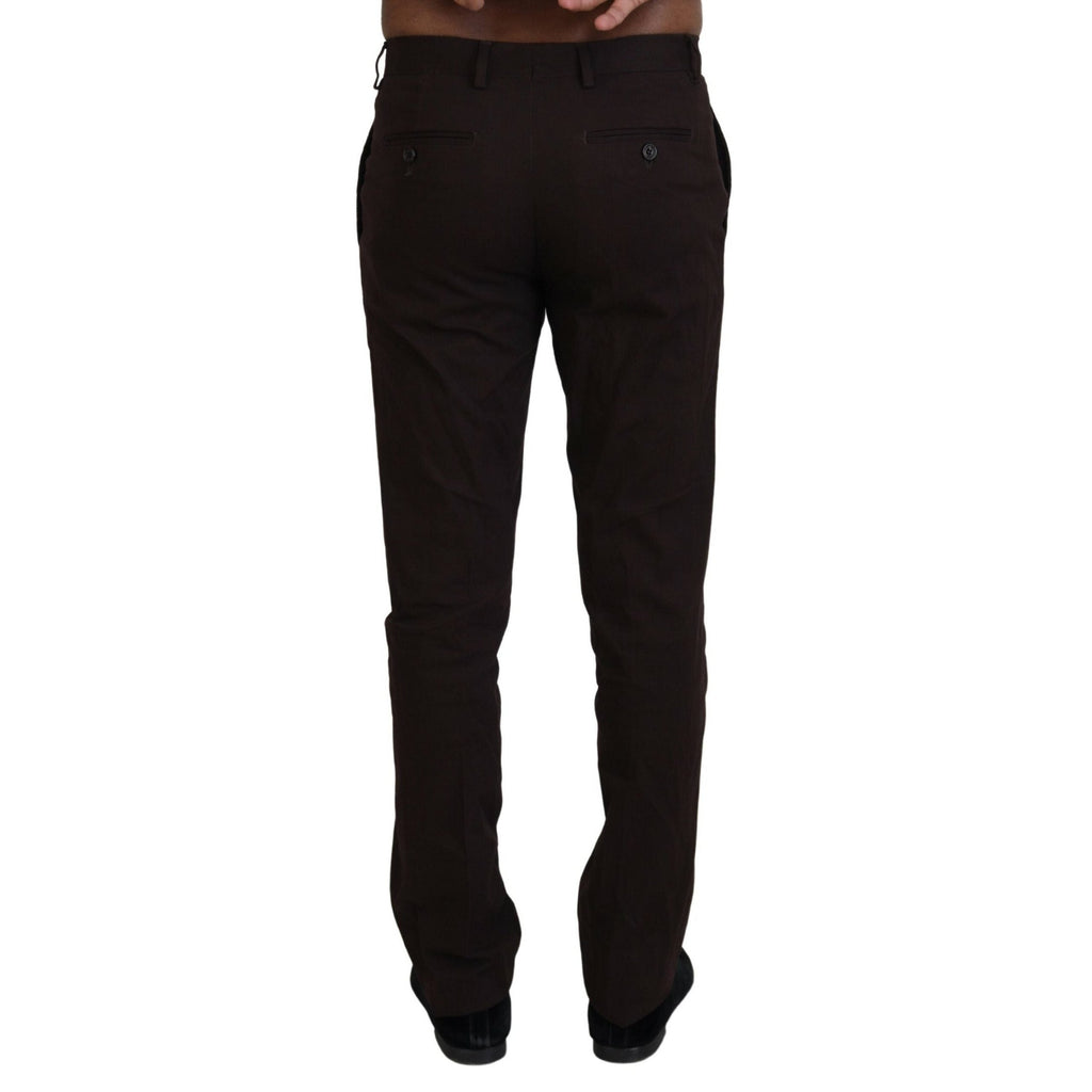 BENCIVENGA Brown Cotton Tapered Formal Men Pants