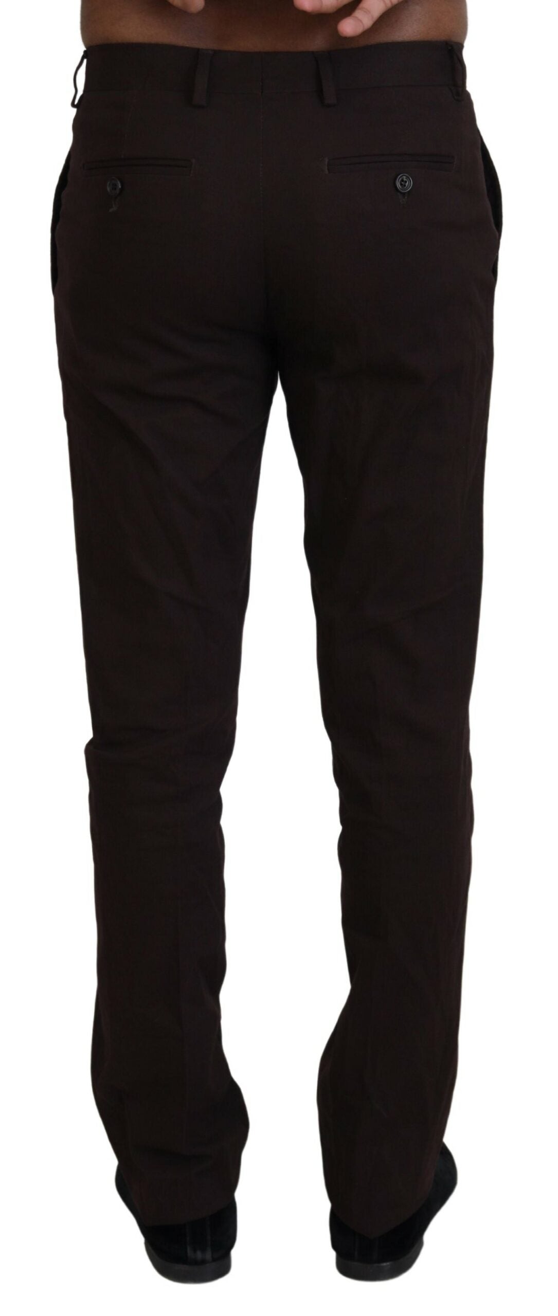 BENCIVENGA Brown Cotton Tapered Formal Men Pants BENCIVENGA
