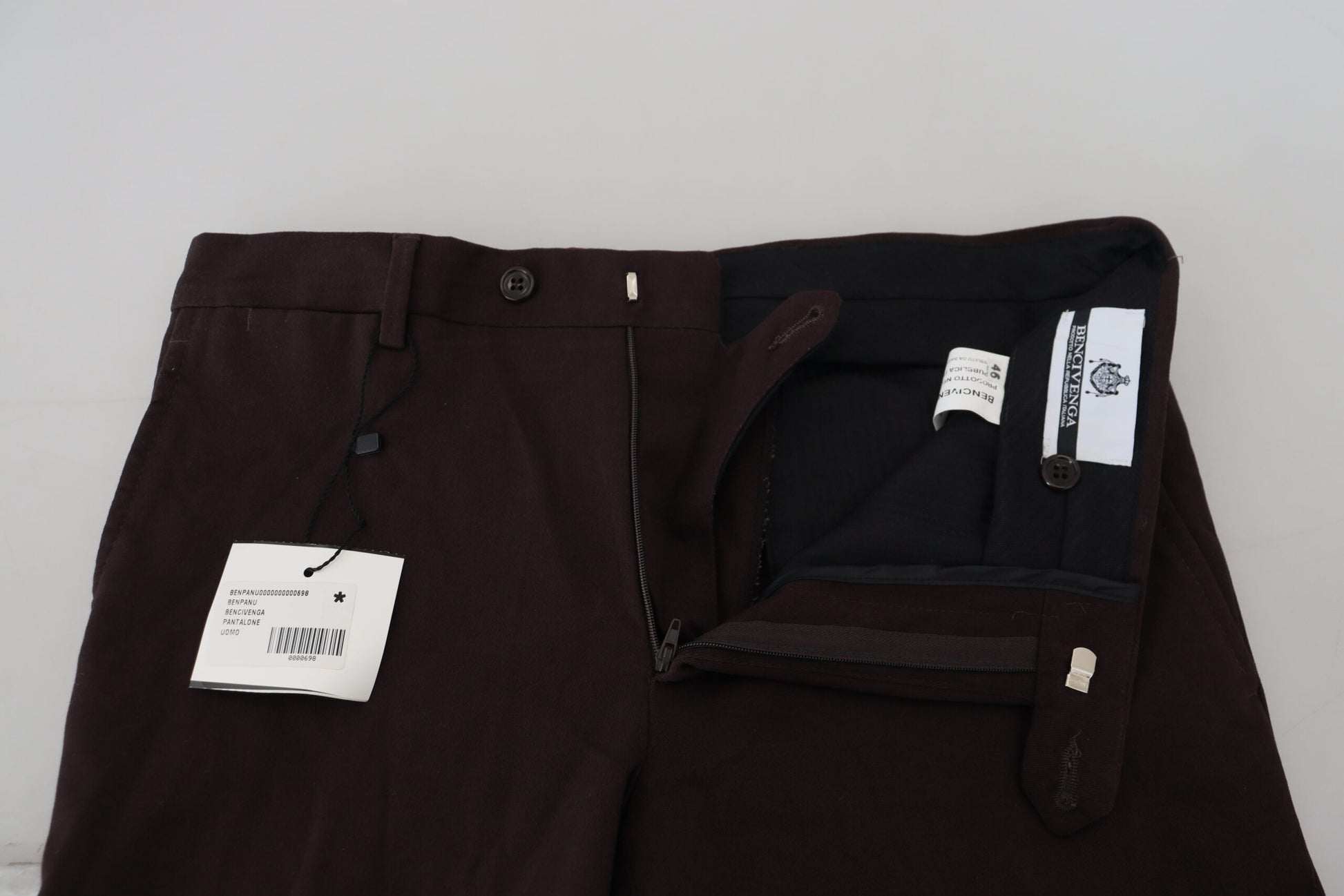 BENCIVENGA Brown Cotton Tapered Formal Men Pants BENCIVENGA