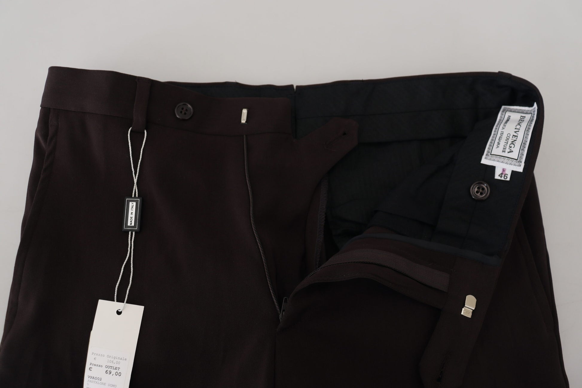 BENCIVENGA Brown Straight Fit Formal Men Pants BENCIVENGA
