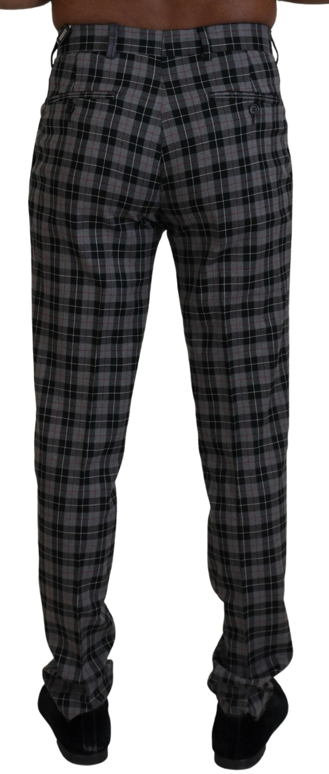 BENCIVENGA Gray Checkered Slim Fit Men Pants BENCIVENGA