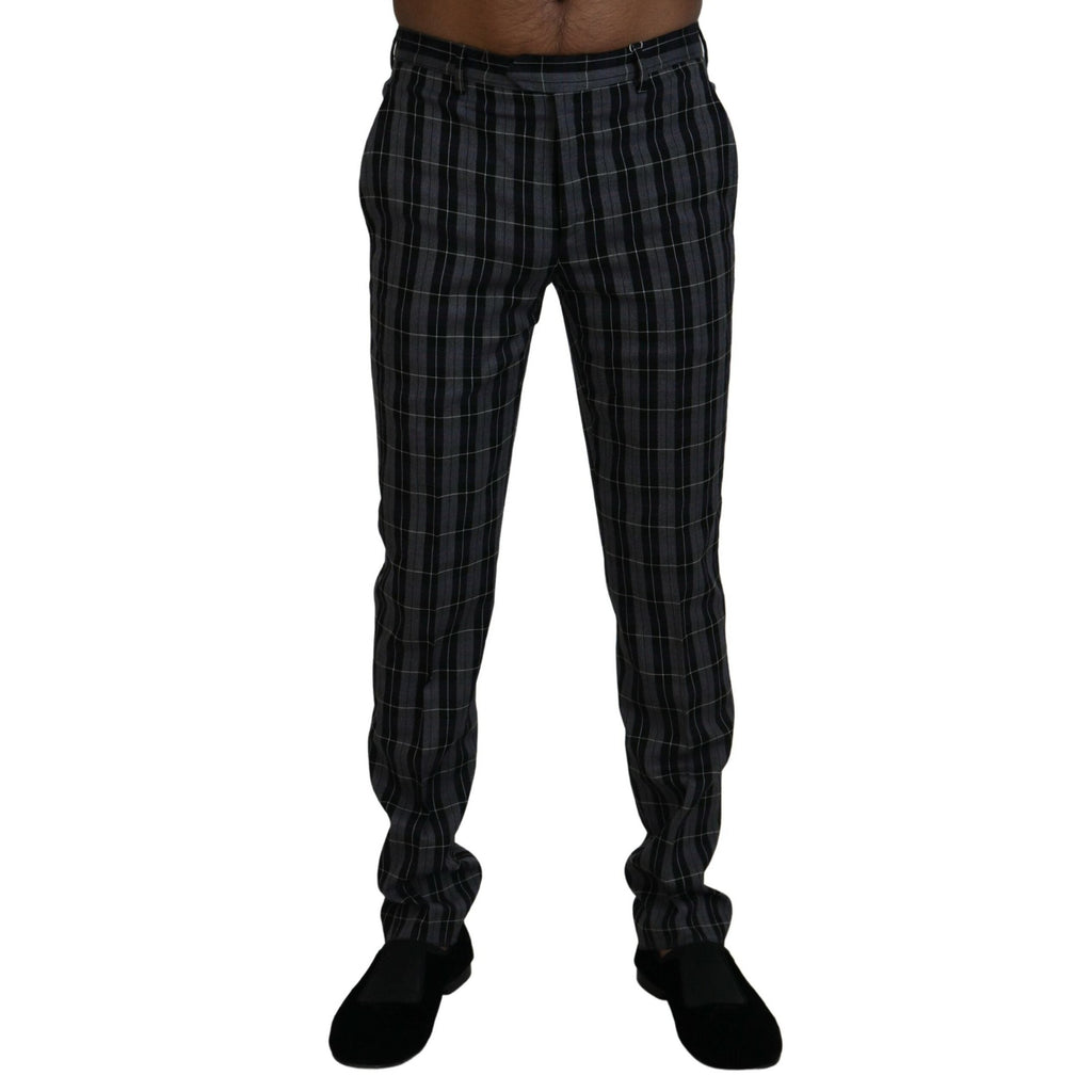 BENCIVENGA Gray Checkered Slim Fit Men Pants