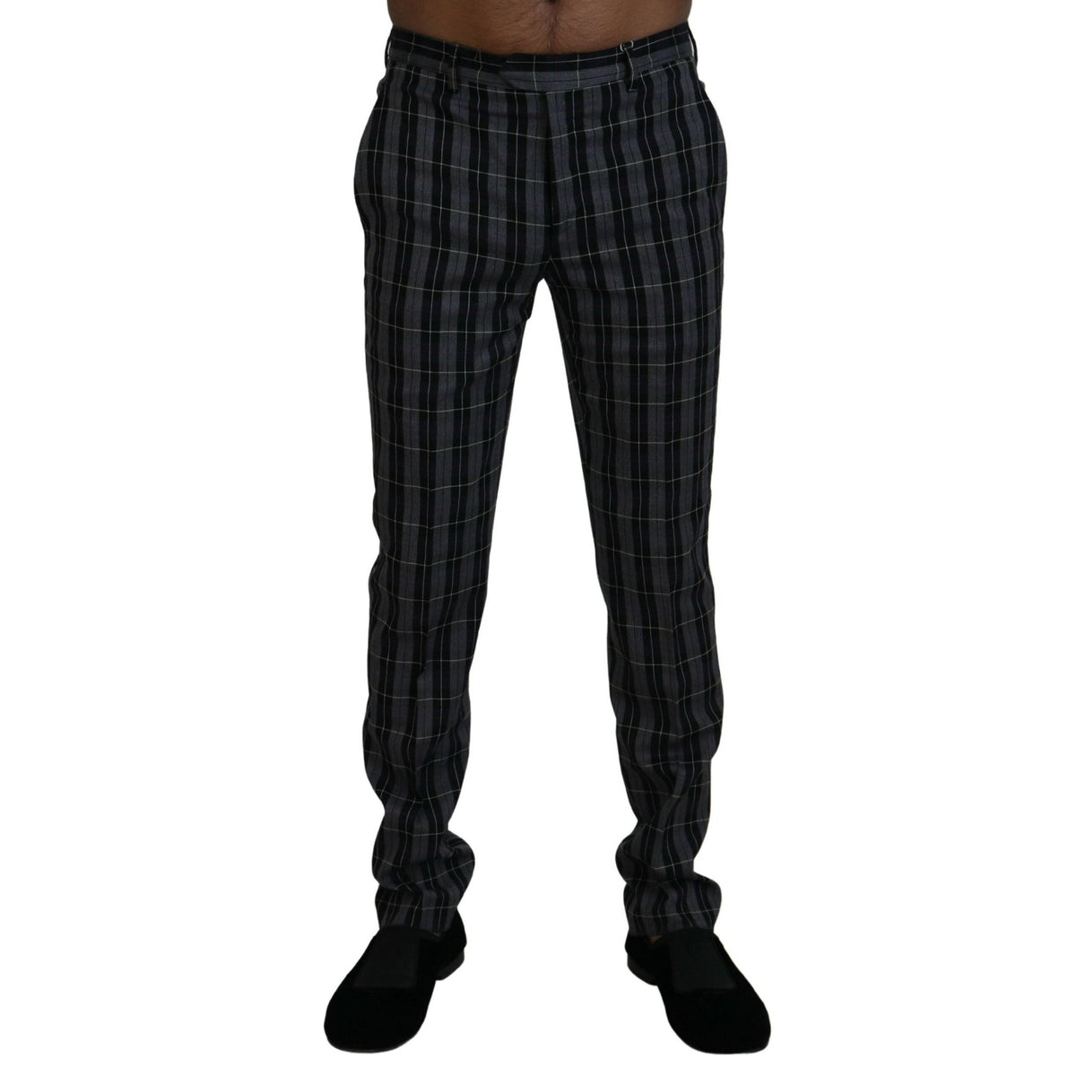 BENCIVENGA Gray Checkered Slim Fit Men Pants