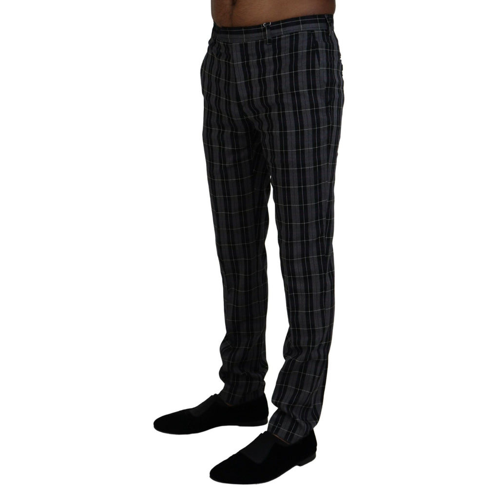 BENCIVENGA Gray Checkered Slim Fit Men Pants