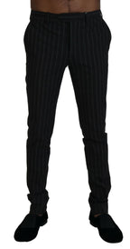BENCIVENGA Black Stripes Viscose Dress Pants BENCIVENGA