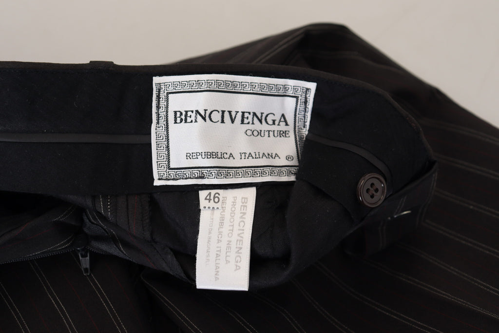BENCIVENGA Black Stripes Viscose Dress Pants BENCIVENGA