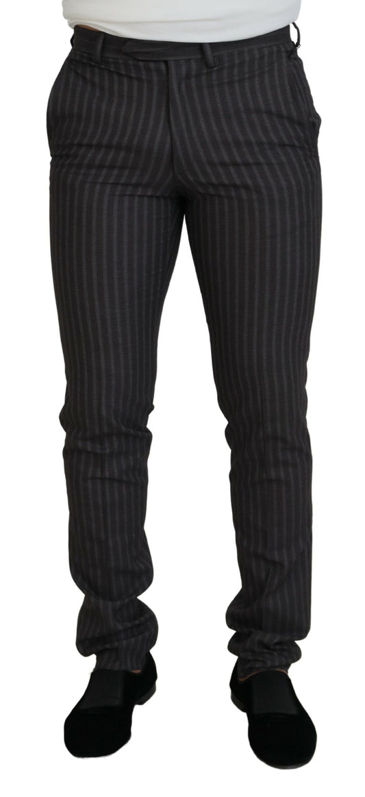 BENCIVENGA Brown Stripes Slim Fit Men Pants BENCIVENGA