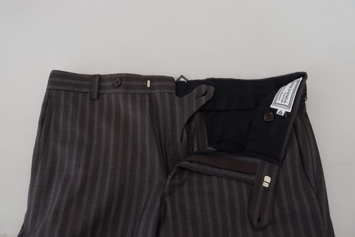BENCIVENGA Brown Stripes Slim Fit Men Pants BENCIVENGA