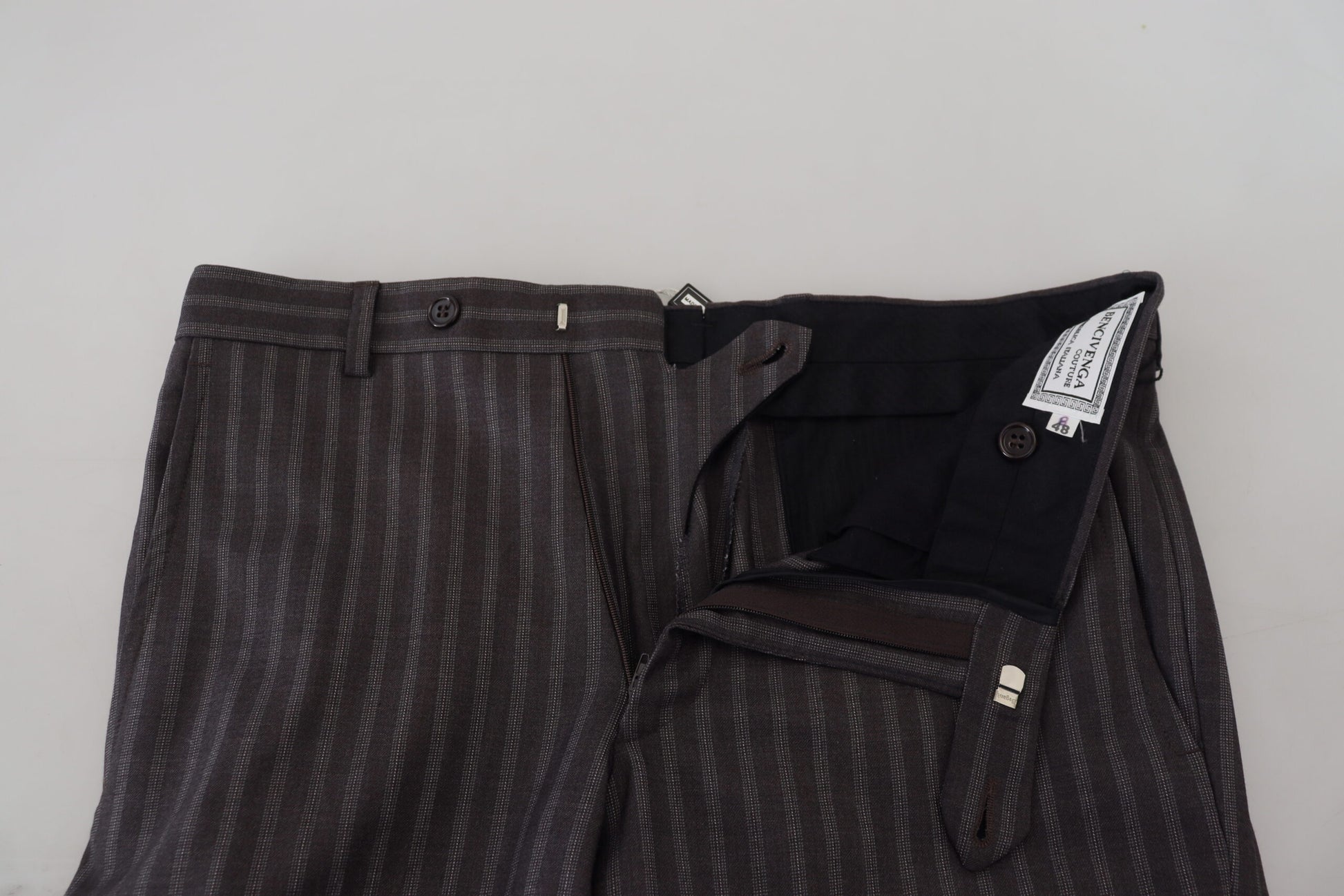 BENCIVENGA Brown Stripes Slim Fit Men Pants BENCIVENGA