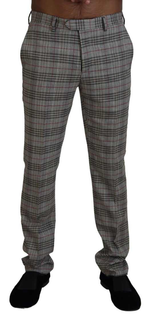 BENCIVENGA Gray Checkered Skinny Men Pants BENCIVENGA