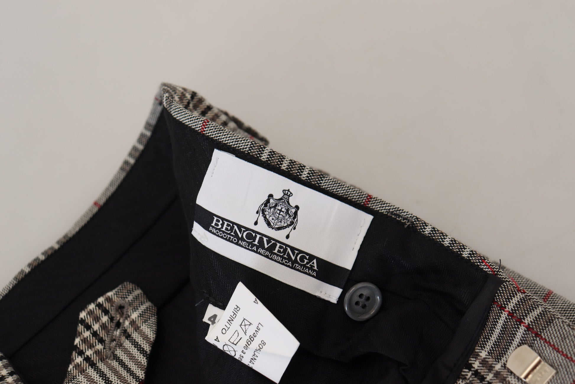 BENCIVENGA Gray Checkered Skinny Men Pants BENCIVENGA