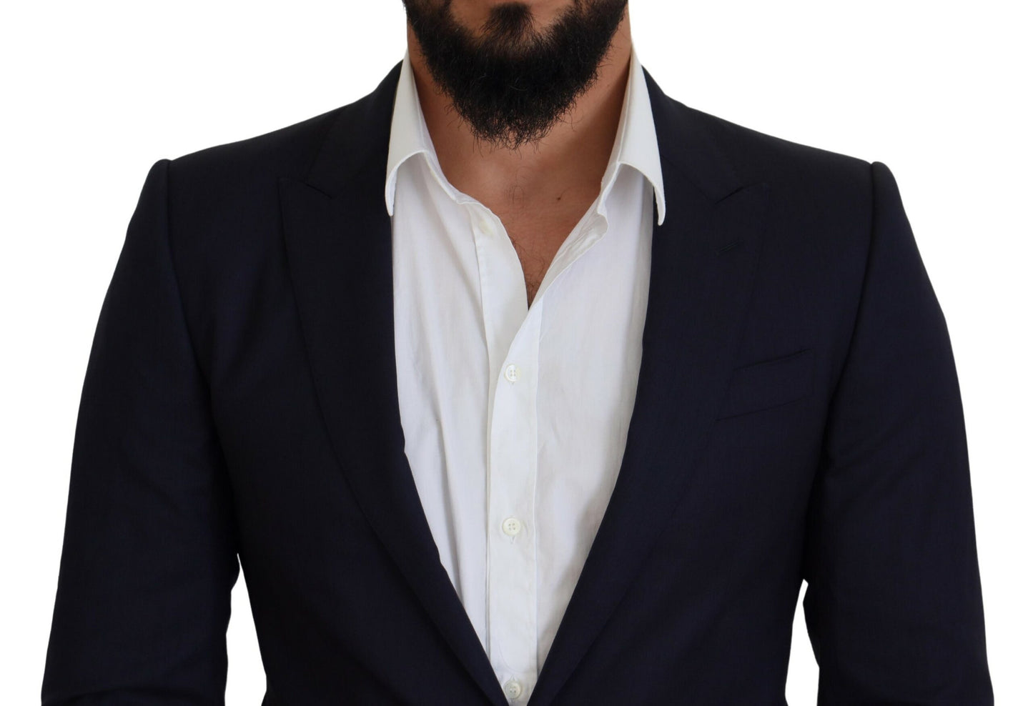 Dolce & Gabbana Blue Wool Slim Fit Formal Coat Blazer Dolce & Gabbana