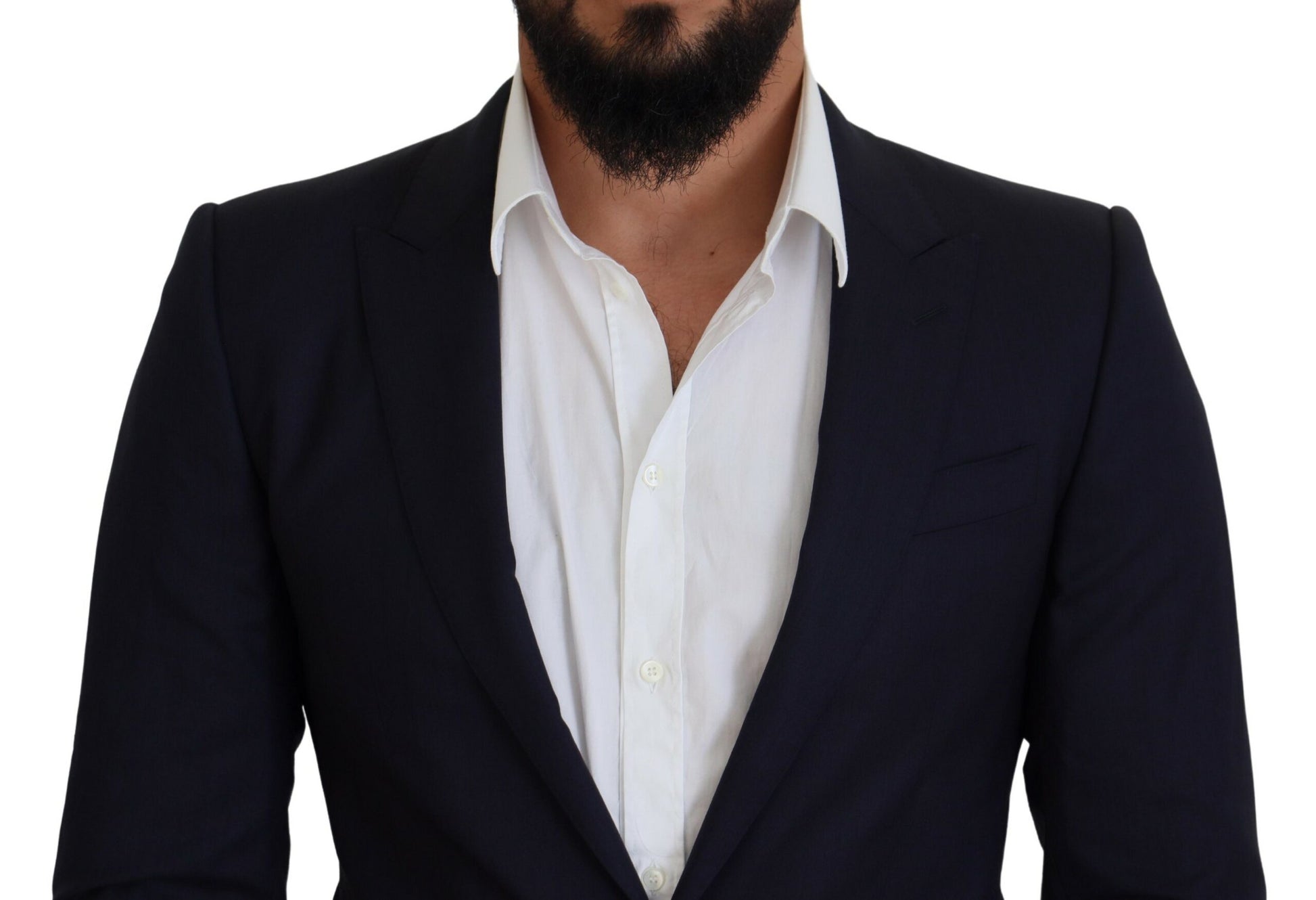 Dolce & Gabbana Blue Wool Slim Fit Formal Coat Blazer Dolce & Gabbana