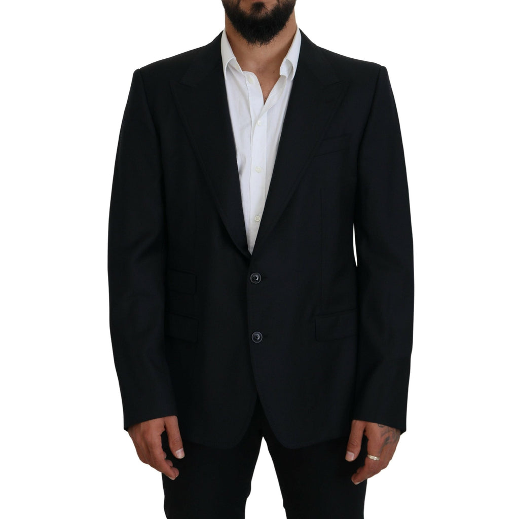 Dolce & Gabbana Dark Blue Wool Formal Sicilia Blazer