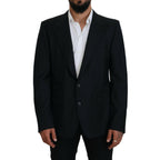Dolce & Gabbana Dark Blue Wool Formal Sicilia Blazer