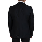 Dolce & Gabbana Dark Blue Wool Formal Sicilia Blazer