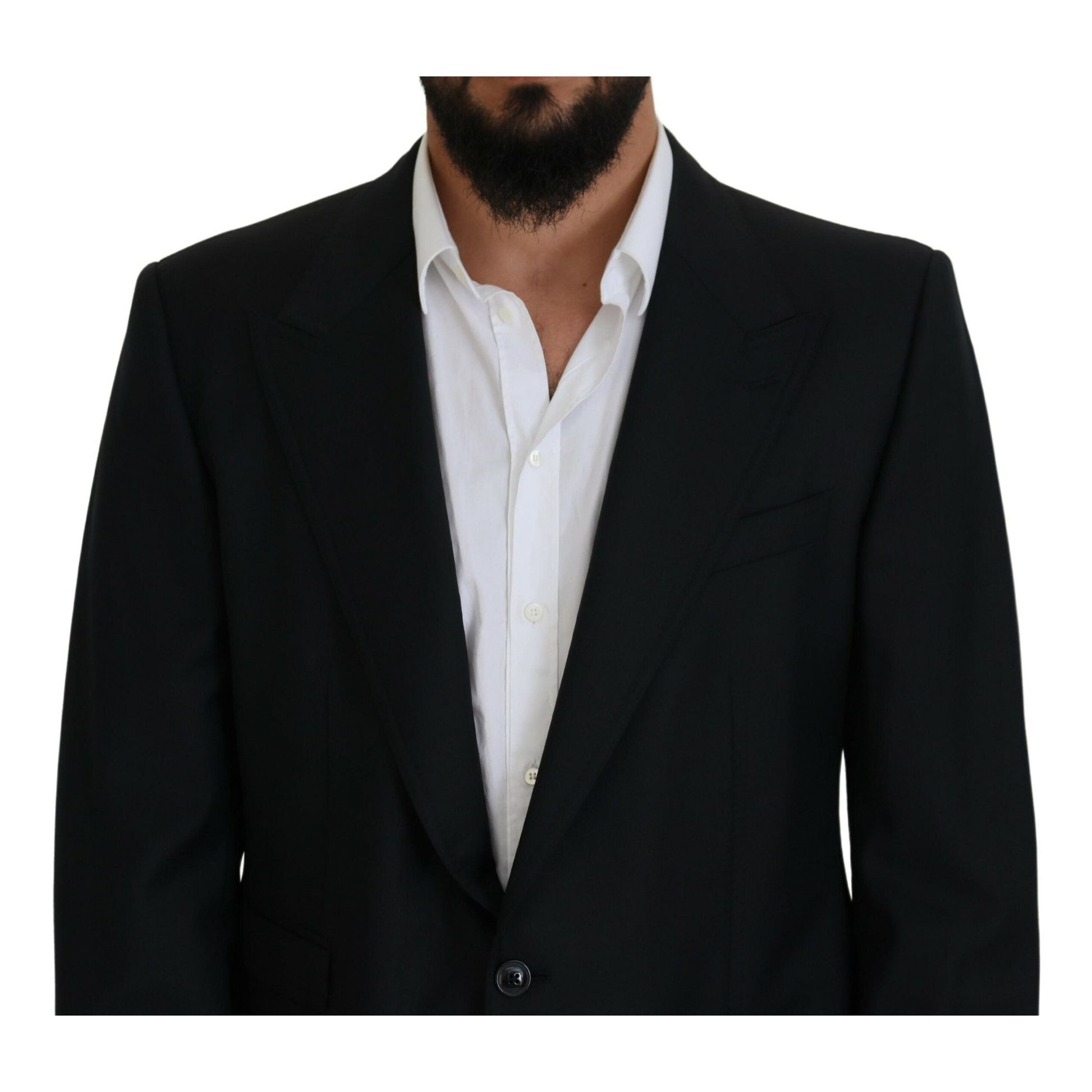 Dolce & Gabbana Dark Blue Wool Formal Sicilia Blazer Dolce & Gabbana