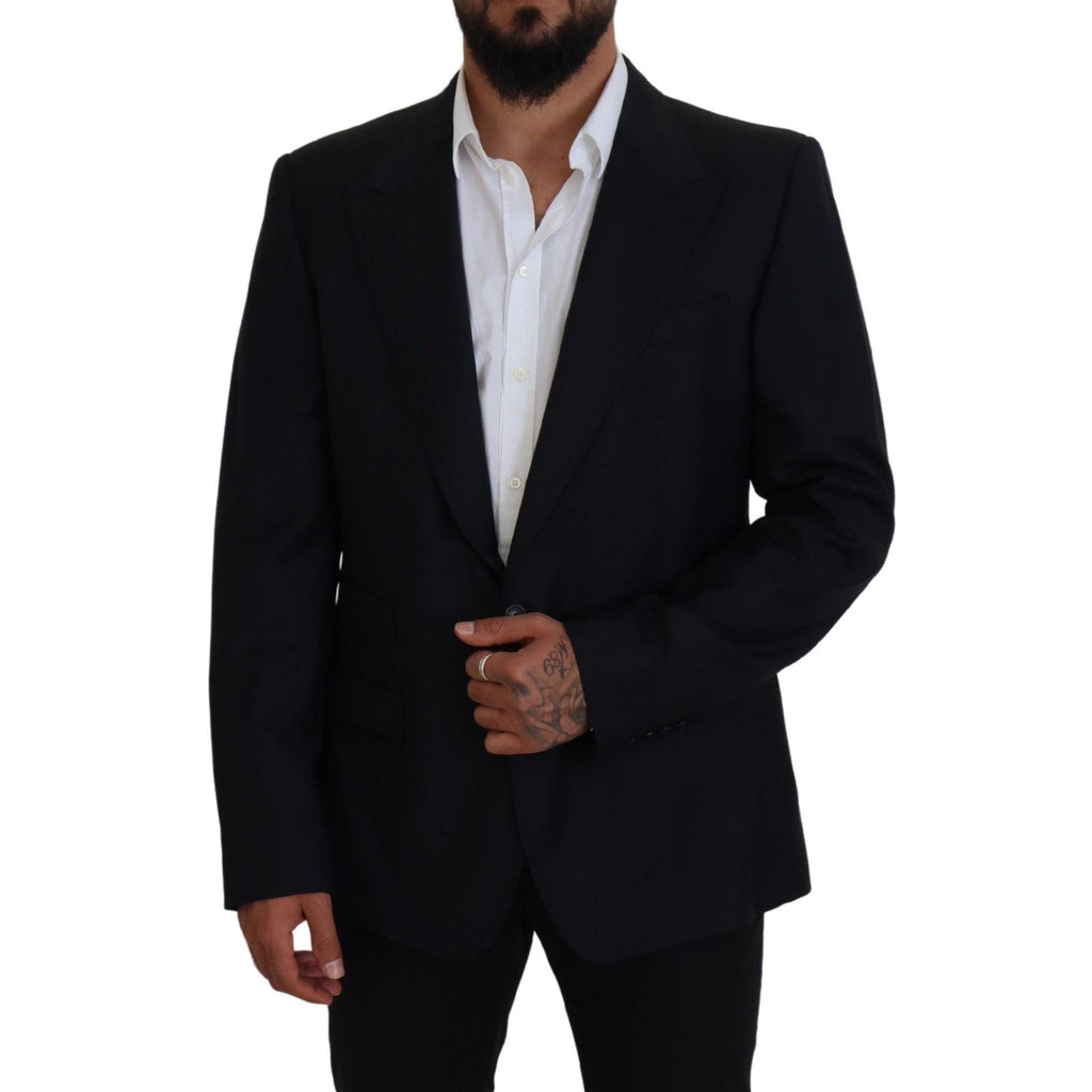 Dolce & Gabbana Dark Blue Wool Formal Sicilia Blazer