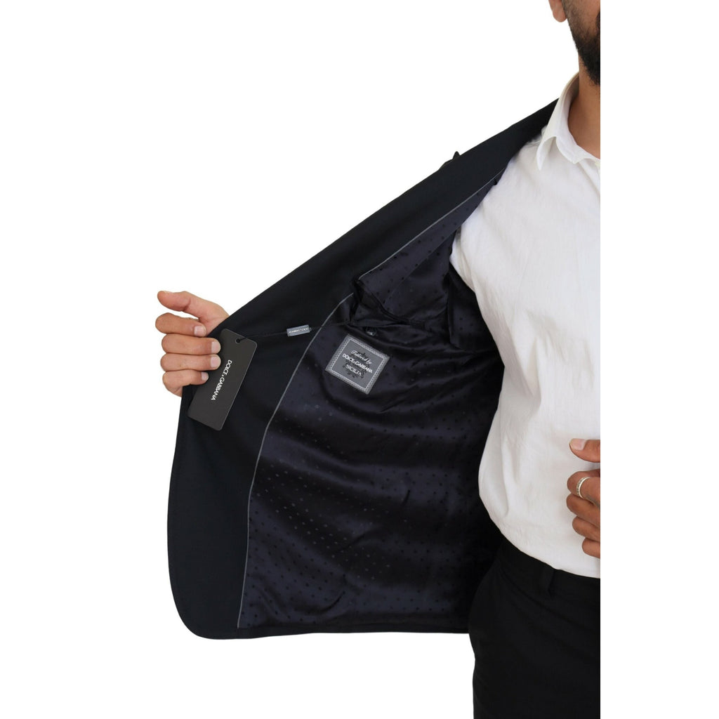 Dolce & Gabbana Dark Blue Wool Formal Sicilia Blazer