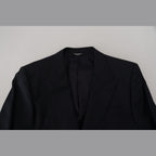 Dolce & Gabbana Dark Blue Wool Formal Sicilia Blazer