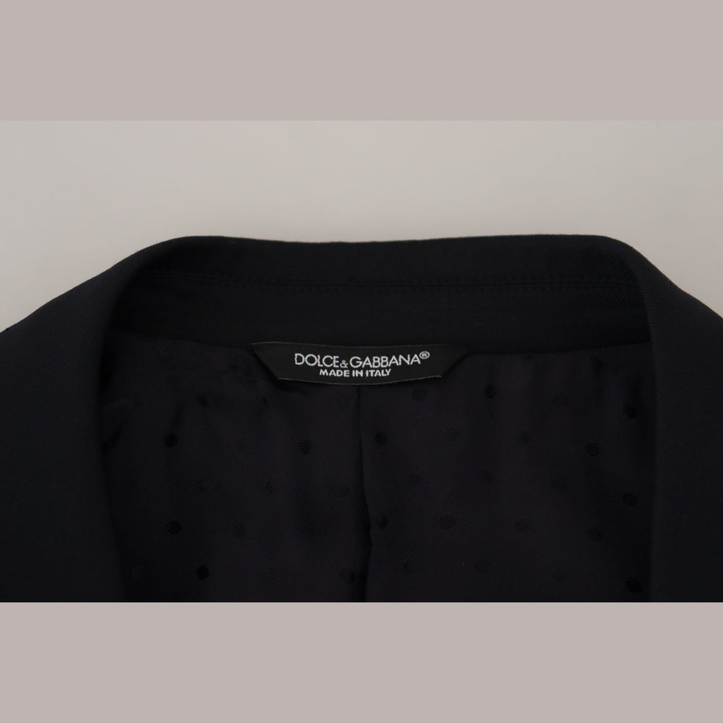 Dolce & Gabbana Dark Blue Wool Formal Sicilia Blazer