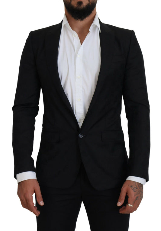 Dolce & Gabbana Black Wool Formal Coat Martini Blazer Dolce & Gabbana