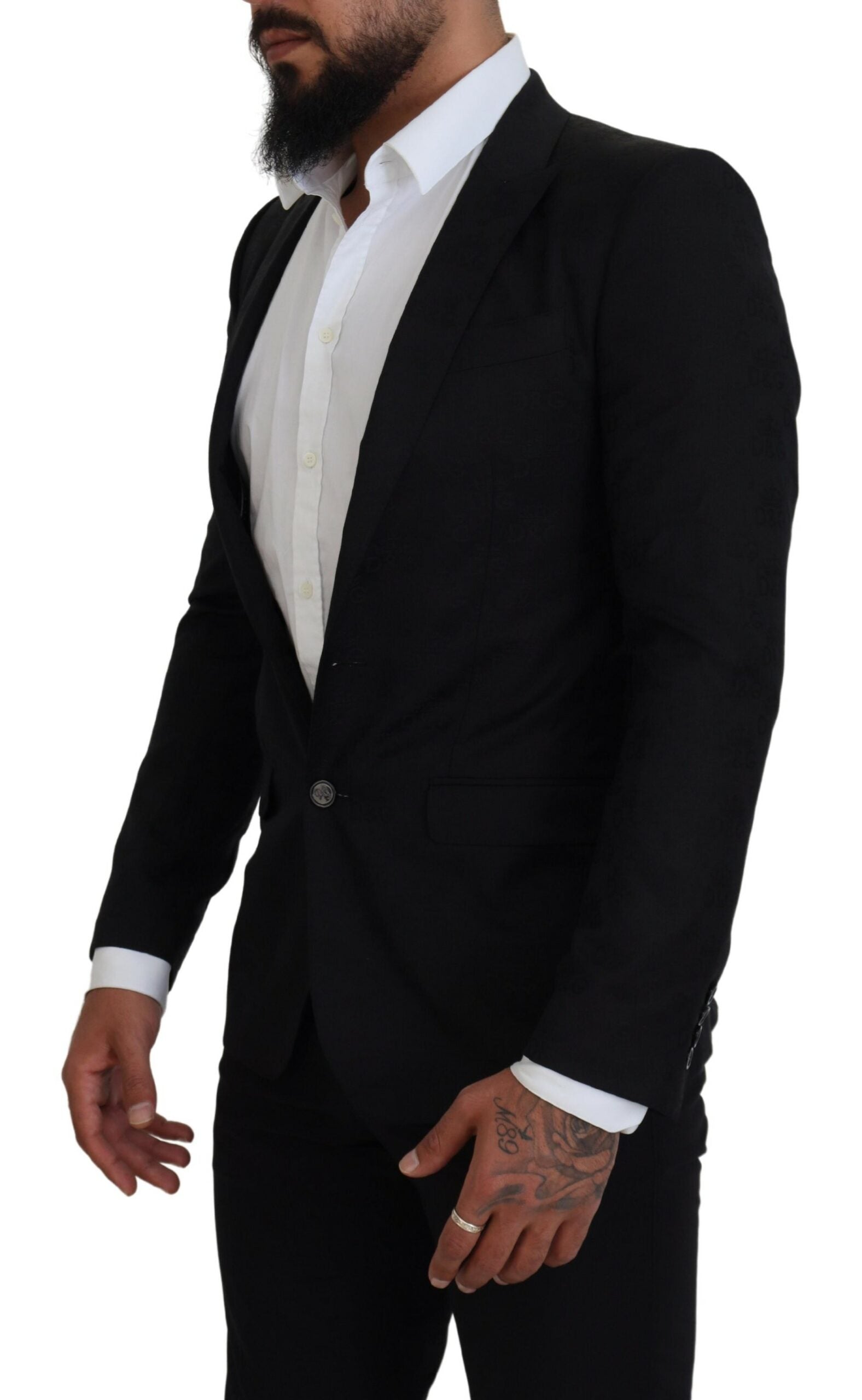 Dolce & Gabbana Black Wool Formal Coat Martini Blazer Dolce & Gabbana