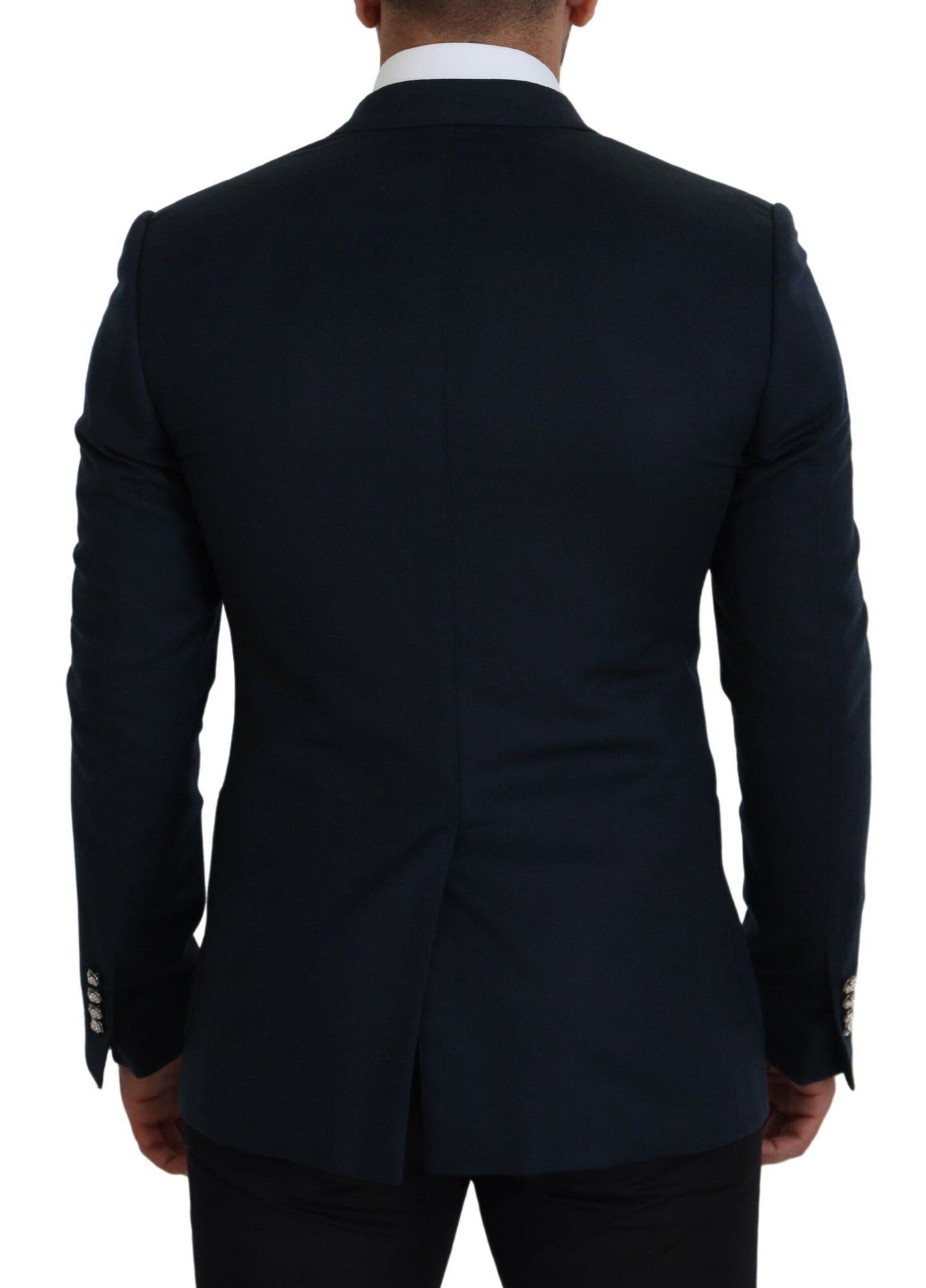 Dolce & Gabbana Blue Double Breasted Formal Coat Blazer Dolce & Gabbana