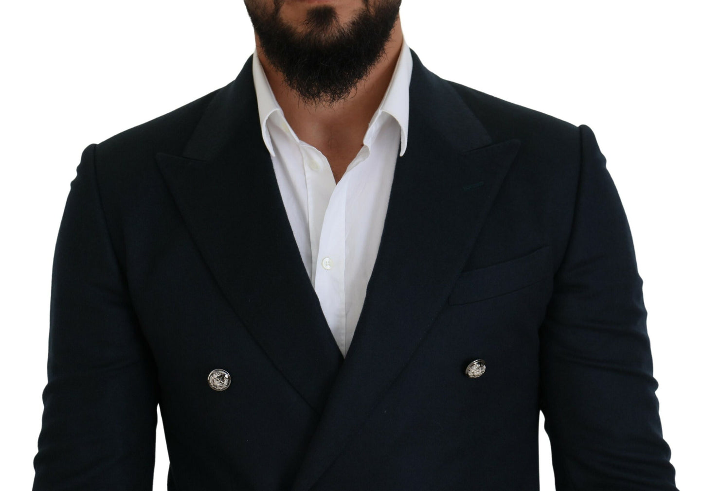 Dolce & Gabbana Blue Double Breasted Formal Coat Blazer Dolce & Gabbana
