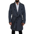 Dolce & Gabbana Black Blue Martini Printed Lining Robe