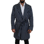 Dolce & Gabbana Black Blue Martini Printed Lining Robe