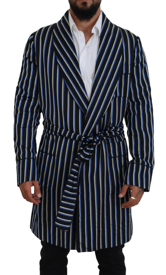 Dolce & Gabbana Black Blue Martini Printed Lining Robe Dolce & Gabbana