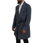 Dolce & Gabbana Black Blue Martini Printed Lining Robe