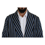Dolce & Gabbana Black Blue Martini Printed Lining Robe