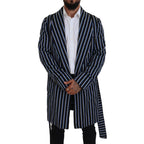 Dolce & Gabbana Black Blue Martini Printed Lining Robe
