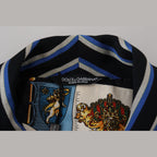 Dolce & Gabbana Black Blue Martini Printed Lining Robe