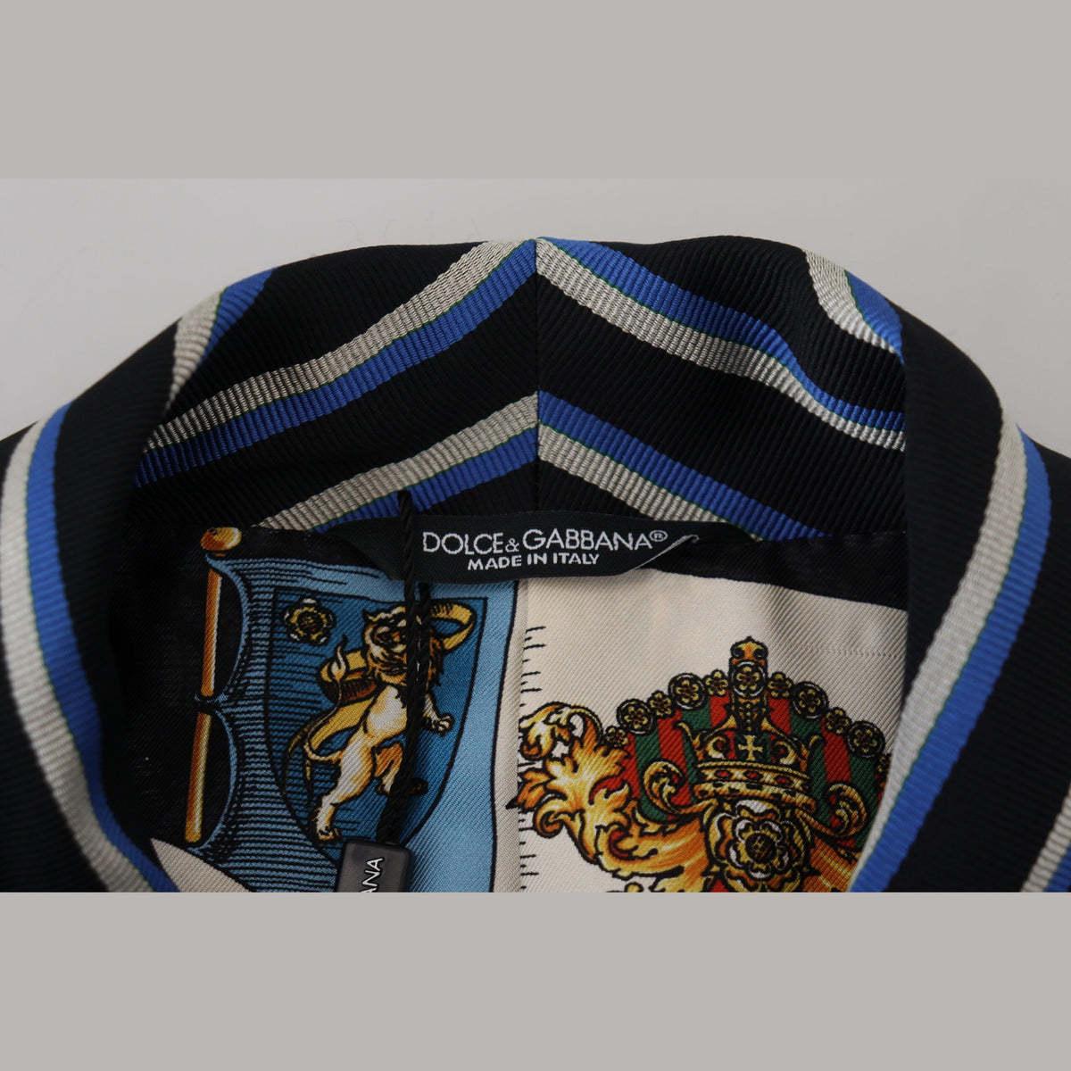 Dolce & Gabbana Black Blue Martini Printed Lining Robe