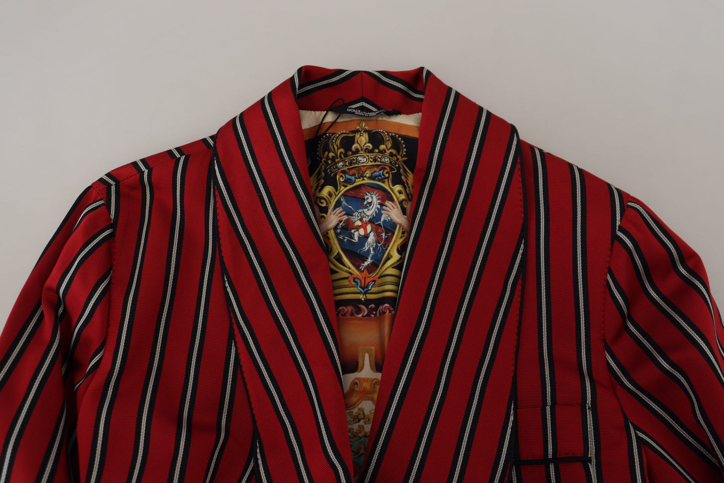Dolce & Gabbana Red Striped Martini Printed Lining Robe Dolce & Gabbana
