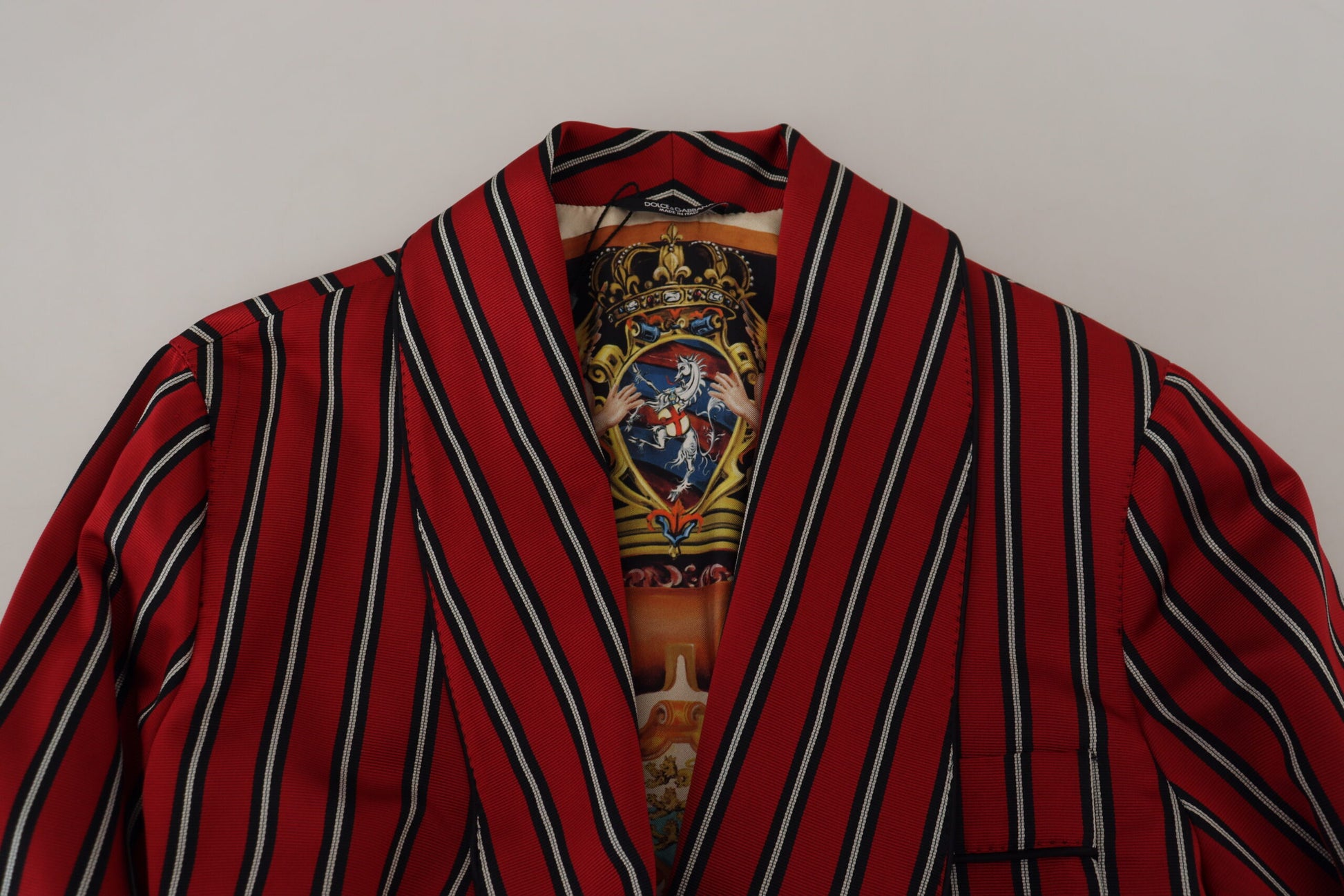 Dolce & Gabbana Red Striped Martini Printed Lining Robe Dolce & Gabbana