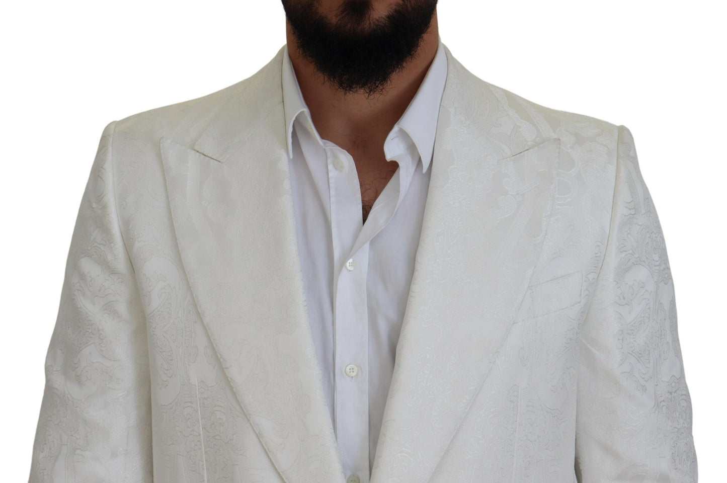 Dolce & Gabbana White Floral Brocade Trench Coat Jacket Dolce & Gabbana