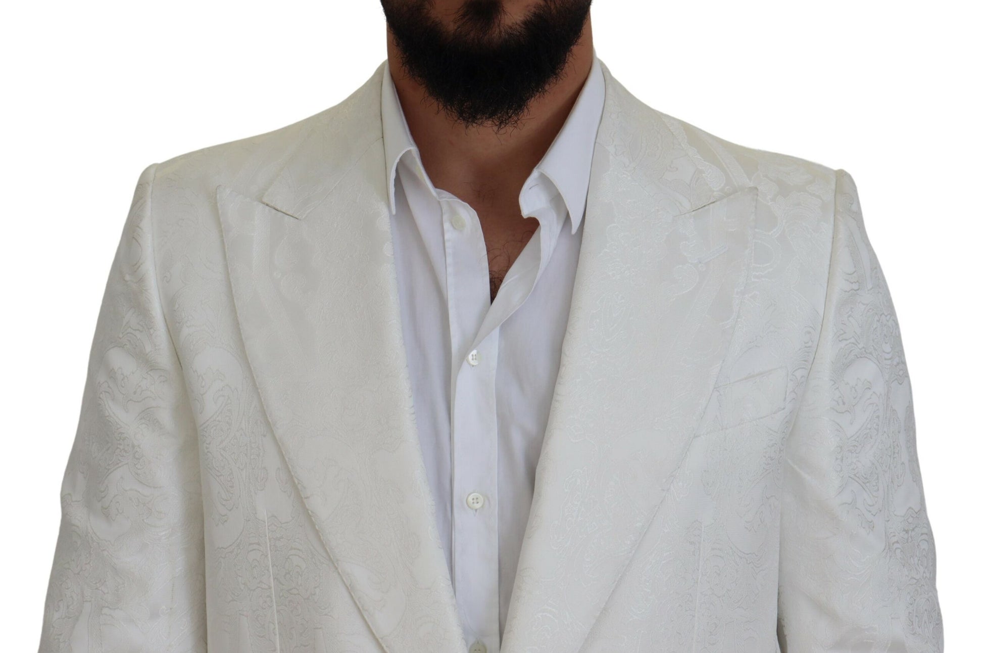Dolce & Gabbana White Floral Brocade Trench Coat Jacket Dolce & Gabbana
