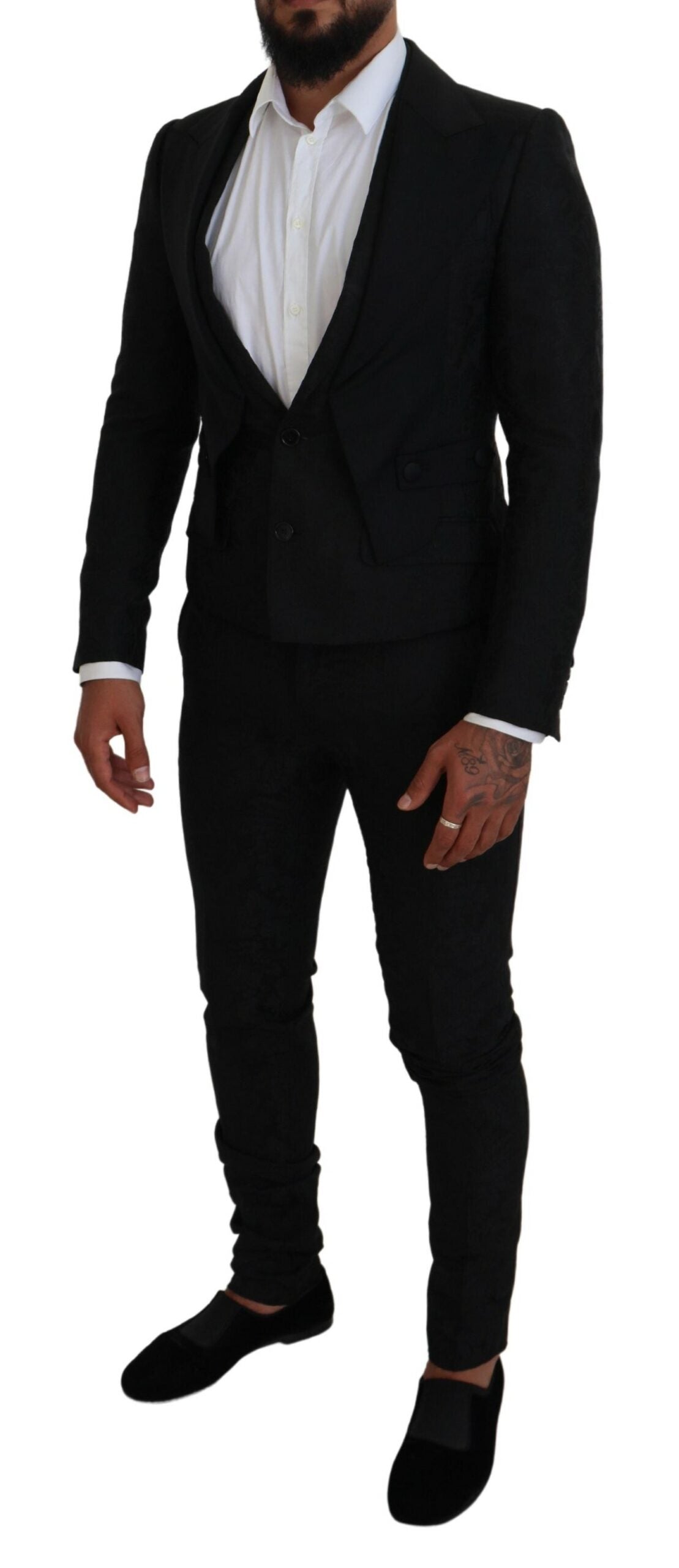 Dolce & Gabbana Black Polyester Men 2 Piece MARTINI Suit Dolce & Gabbana