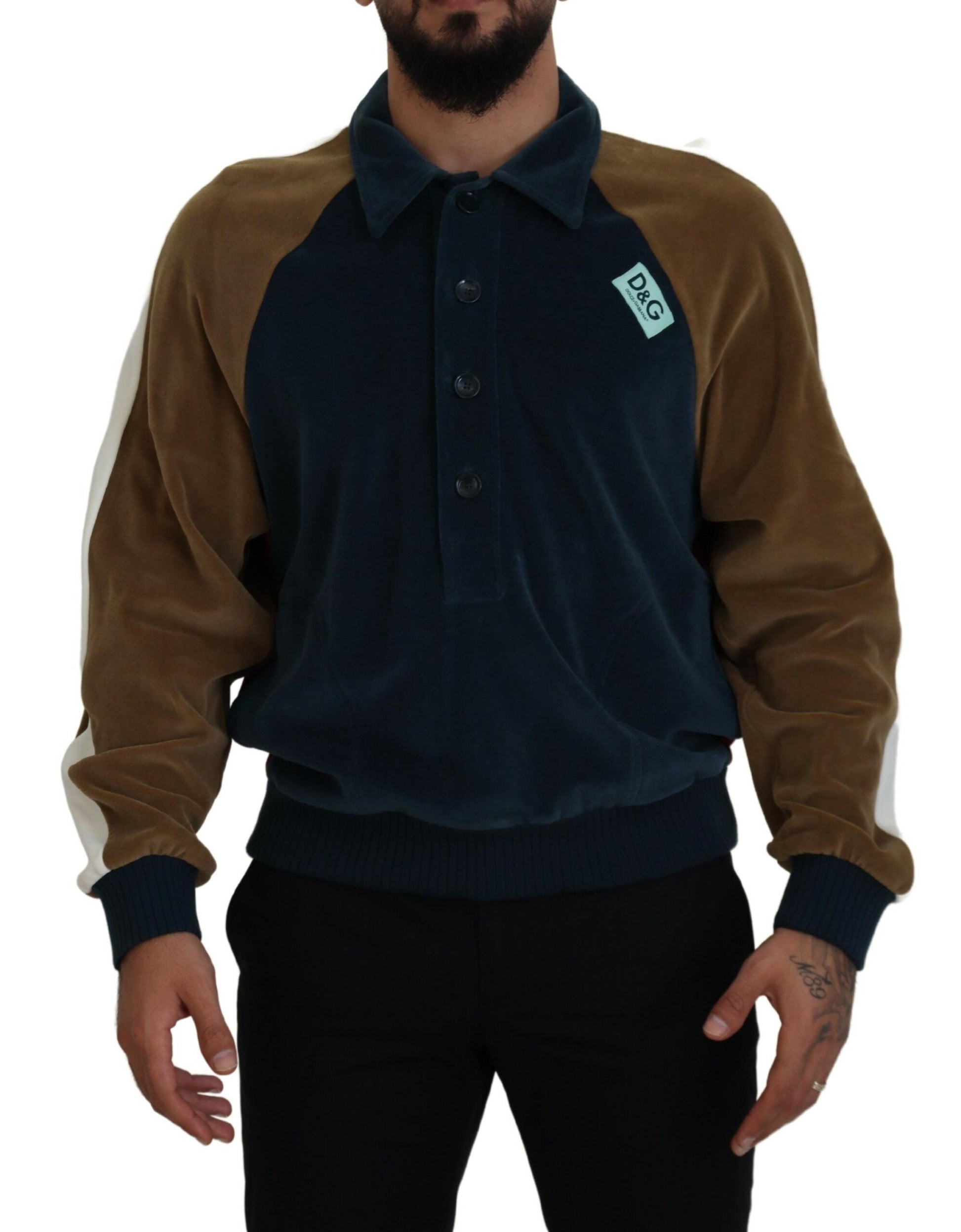Dolce & Gabbana Multicolor Cotton Collared Pullover Sweater Dolce & Gabbana