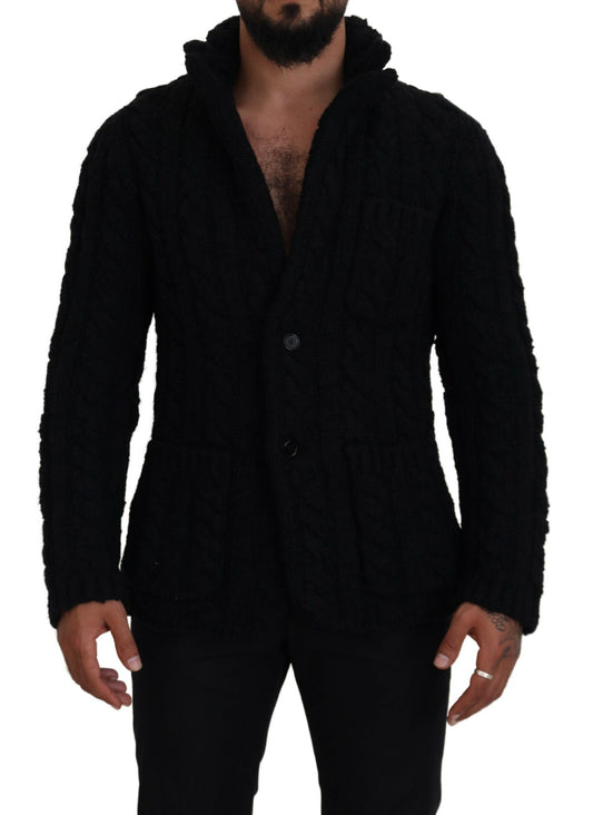Dolce & Gabbana Black Wool Knit Button Cardigan Sweater Dolce & Gabbana