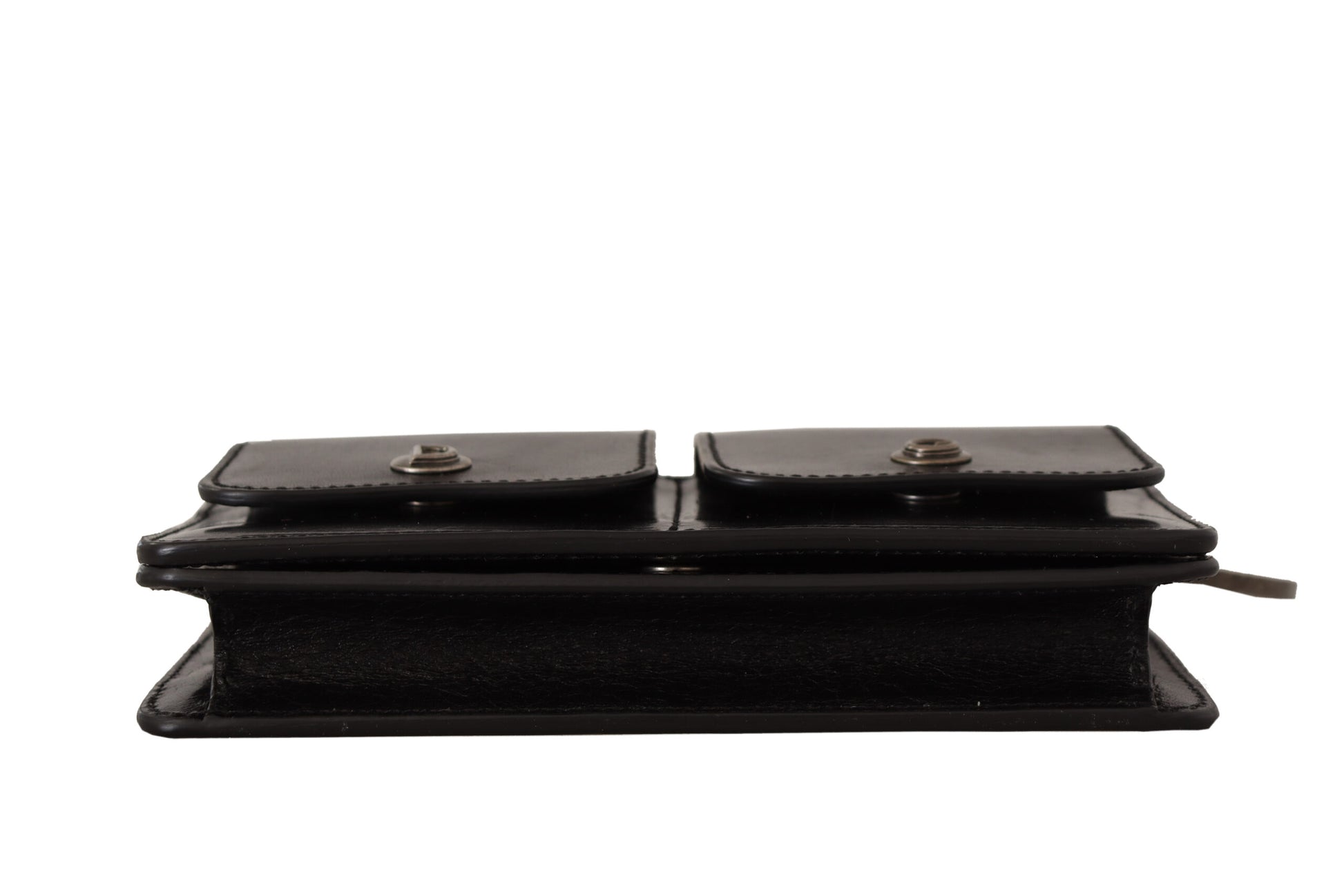 Dolce & Gabbana Black Leather Wristlet Mini Bag Card Bill Wallet Dolce & Gabbana