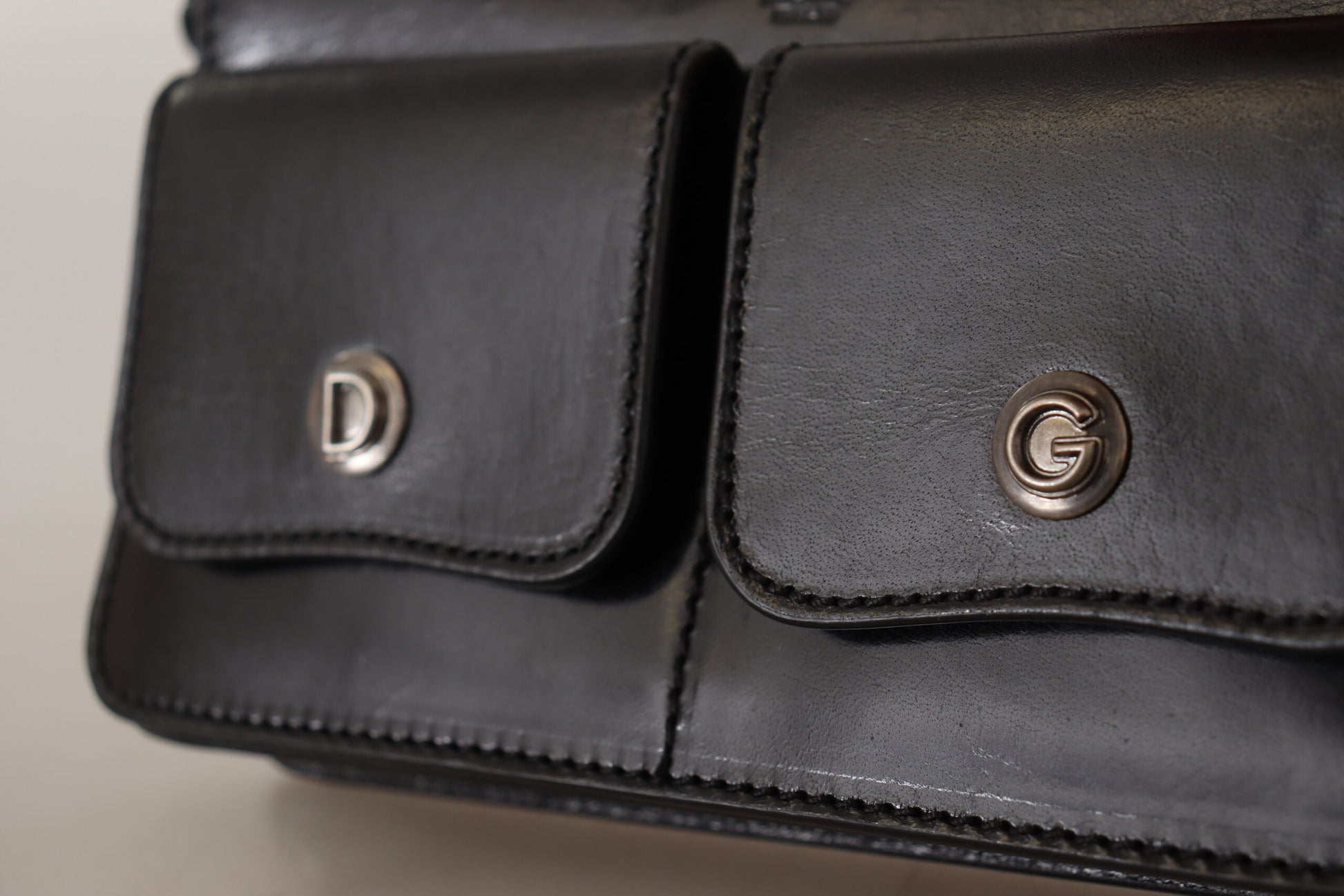 Dolce & Gabbana Black Leather Wristlet Mini Bag Card Bill Wallet Dolce & Gabbana