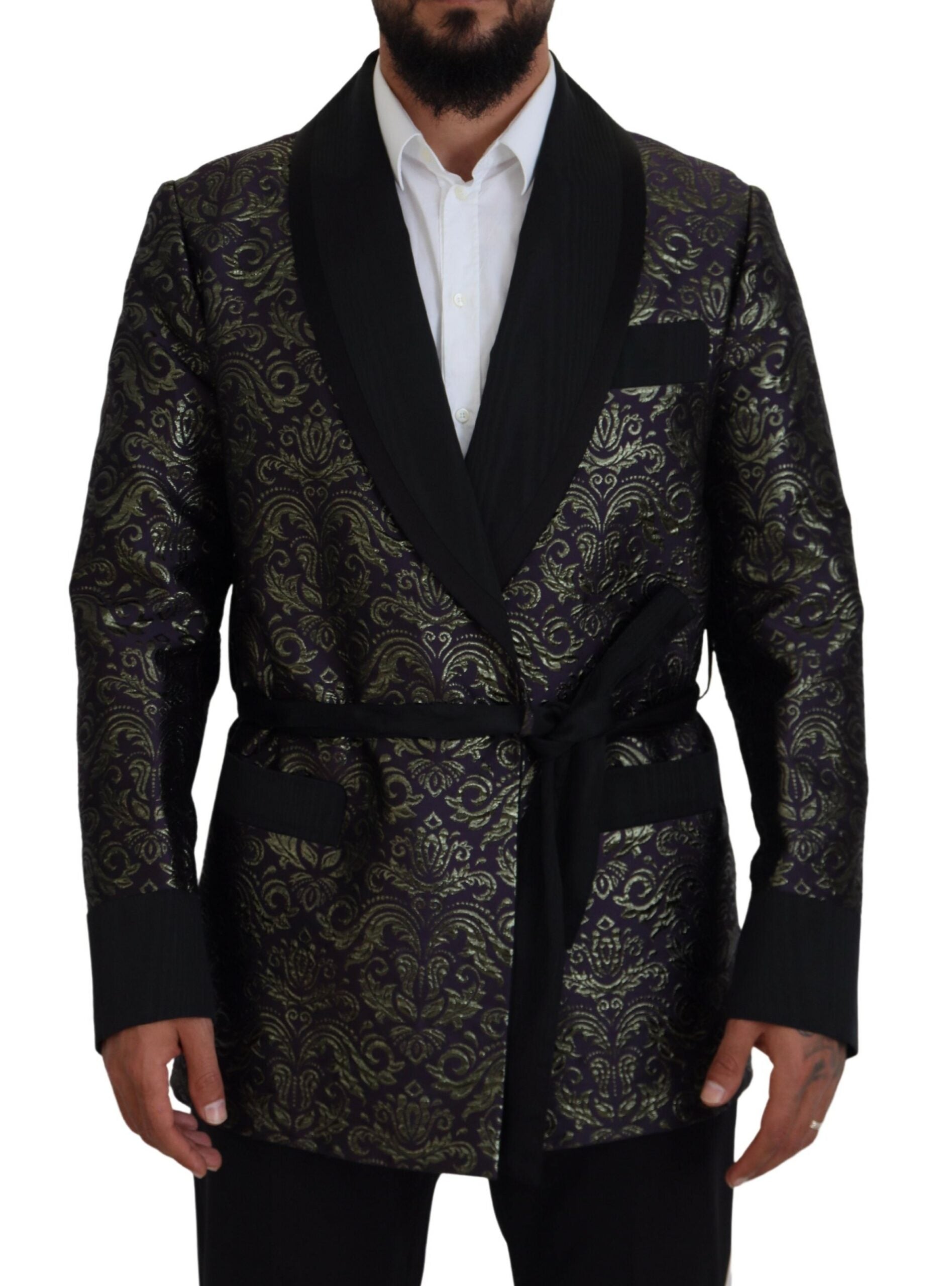 Dolce & Gabbana Gold Purple Baroque Jacket Blazer Robe Dolce & Gabbana