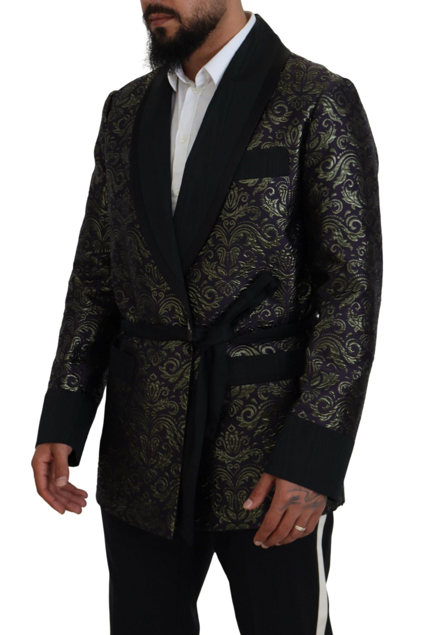 Dolce & Gabbana Gold Purple Baroque Jacket Blazer Robe Dolce & Gabbana