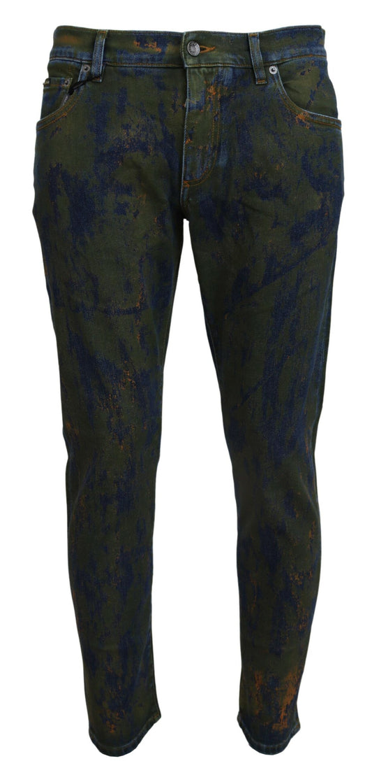 Dolce & Gabbana Blue Green Skinny Cotton Denim Jeans Dolce & Gabbana