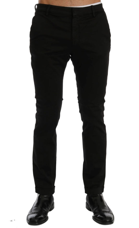 Costume National Black Slim Fit Cotton Stretch Pants Costume National